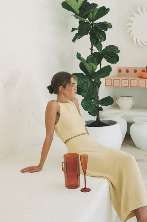Sets|SABO Heather Knit Top-Yellow