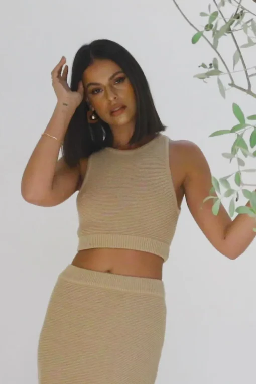Sets|SABO Heather Skirt-Dark Tan