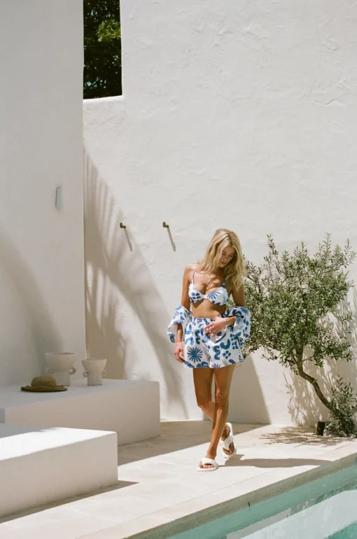 Sets|SABO Thessy Shorts-Blue Leaf