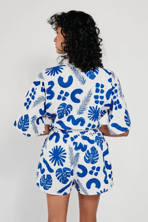 Sets|SABO Thessy Shorts-Blue Leaf