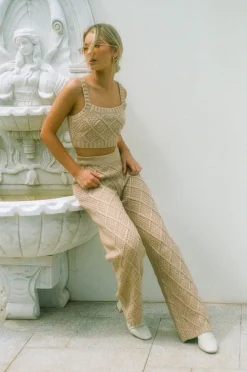 Sets|SABO Venti Knit Pants-Tan
