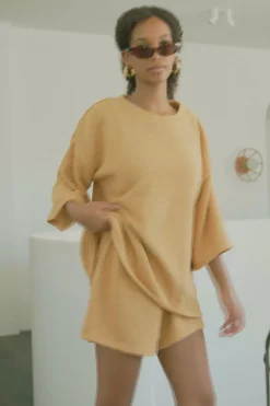 Sets|SABO Wanderer Shorts-Mustard Knit
